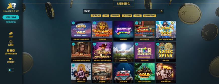 No Account Bet - casinospel